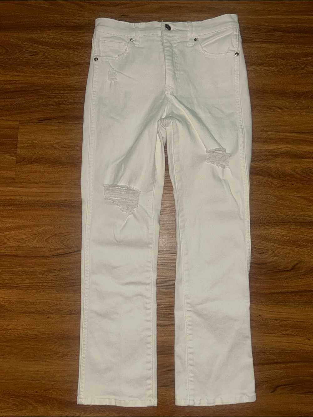 Sam Edelman White Distressed Linnie Kick Flare Jeans